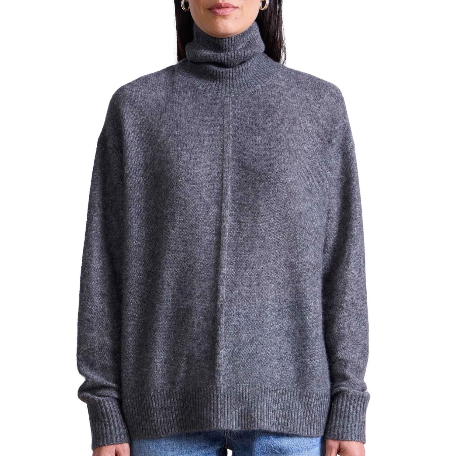 New Apiece Apart Softest Tissue Weight Turtleneck Sweater In Charcoal